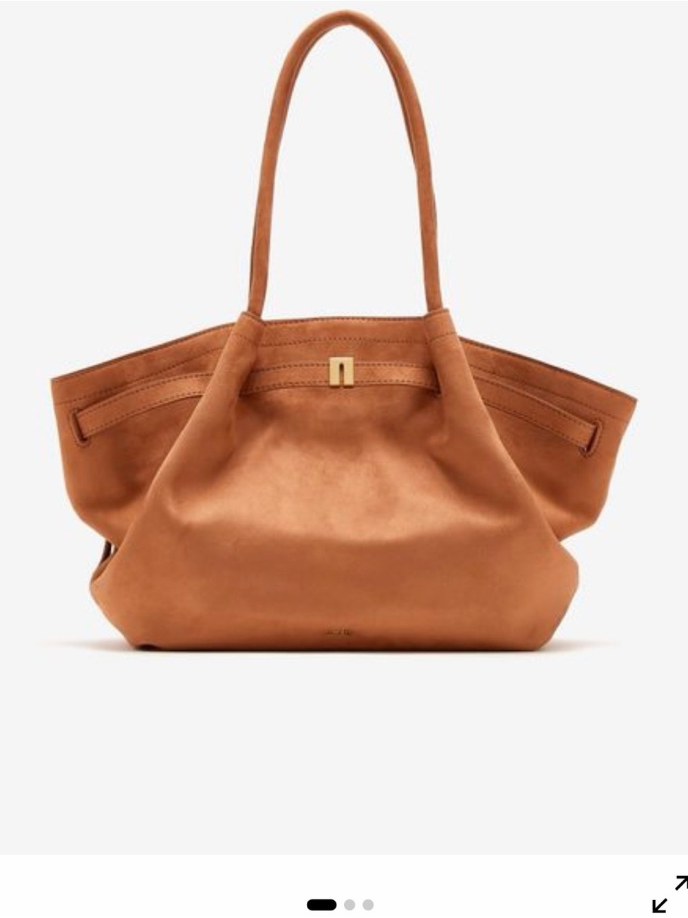 JW PEI Tan Leather-Look Shoulder Tote with Gold Accent